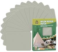Parches de Reparación de Nylon Autoadhesivo, 15 pzas 9 x12 cm Parches Chaqueta Plumas, Parche Reparacion Ropa, Parche de Reparación Impermeable, para Tienda de Campaña, Mochila, Gris claro