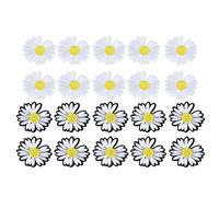 Parches de ropa con flores de margaritas, pegatinas bordadas para apliques de ropa, decoración de ropa DIY para chaquetas, bolsos, sombreros, negro, blanco, 20 Uds.