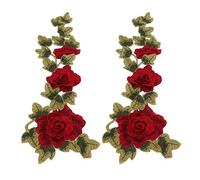 Parches De Rosas Bordados Retro, 2 Piezas Parches De Apliques De Flores Bordadas Con Rosas Rojas Coser Adornos De Parches Para Ropa Chaquetas Jeans