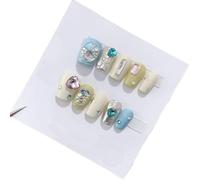 Parches de uñas postizas hechos a mano para arte de uñas largas y cortas (24299, S)