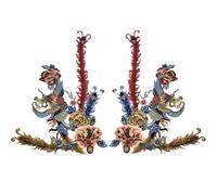 Parches grandes de Fénix for ropa, apliques for coser, parches bordados, calcomanías, insignia tela pavo real, accesorios, 2 uds para Camiseta, Bolsas, Pantalon(Style 7)