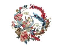 Parches grandes de Fénix for ropa, apliques for coser, parches bordados, calcomanías, insignia tela pavo real, accesorios, 2 uds para Camiseta, Bolsas, Pantalon(Style 7 L)