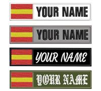 Parches Militar Personalizados con Bordado Nombre, 2 piezas Parche Bandera España con Gancho Termoadhesivo, Etiquetas para Mochila Tactica Ropa Motero Uniforme Chaleco