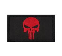 Parches Militar Punisher Para Ropa Táctica Mochila Gorra Uniforme Chaleco Arnés Perro Punisher Parche（Rojo）