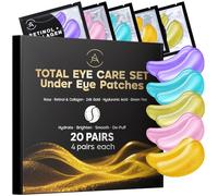 Parches Ojeras y Bolsas Surtidos, 5 Fórmulas, 20 Pares | Incluye Ácido Hialurónico, Niacinamida, Colágeno, Retinol, Oro 24K y Extracto de Rosa, Encuentra tu Favorita