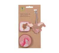 LÄSSIG Juego de colgantes y parches (3 piezas) con cierre a presión/School Patches Set Horse pink