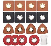 Parches para Ojales,RoadLoo 40 piezas Parche con Ojales Piel Sintética 8mm Parche con Capucha Parche de Costura con Hilo de Coser de 30 m para Coser Sudaderas con Capucha Sudaderas Suéteres