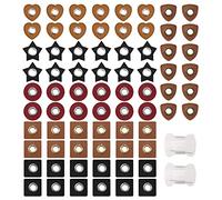 Parches para Ojales,RoadLoo 72 piezas Parche con Ojales Piel Sintética 8mm Parche con Capucha Parche de Costura con Hilo de Coser de 30 m para Coser Sudaderas con Capucha Sudaderas Suéteres