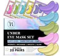 Parches para Ojeras y Bolsas, Pack Mix 5 Fórmulas, 20 Pares | Incluye Ácido Hialurónico, Niacinamida, Té Verde, Rosa, Oro 24K, Retinol y Colágeno, Descubre tu Favorita