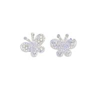 Parches Para Ropa 14Pcs 30 * 26mm Colorful Padded Butterfly Patches Rhinestone For DIY Clothing Accessories(White)