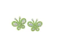 Parches Para Ropa 14Pcs 30 * 26mm Colorful Padded Butterfly Patches Rhinestone For DIY Clothing Accessories(Green)