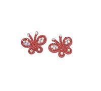 Parches Para Ropa 14Pcs 30 * 26mm Colorful Padded Butterfly Patches Rhinestone For DIY Clothing Accessories(Red)