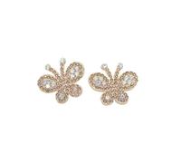 Parches Para Ropa 14Pcs 30 * 26mm Colorful Padded Butterfly Patches Rhinestone For DIY Clothing Accessories(Champagne)