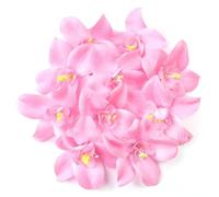 Parches Para Ropa 20 unids/lote de flores artificiales, cabeza orquídeas tela colorida for manualidades fiesta boda, accesorios decoración del hogar(Pink)