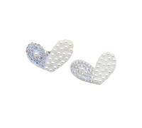 Parches Para Ropa 20Pcs 3.2 * 2cm Padded Rhinestone Pearl Heart Applique For DIY Clothes Hat Patches(White)