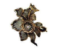 Parches Para Ropa 2Pcs Embroidered Sequin 3D Flower Rhinestone Patch Sewing Floral Fabric Lace(Black)