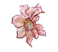 Parches Para Ropa 2Pcs Embroidered Sequin 3D Flower Rhinestone Patch Sewing Floral Fabric Lace(Pink)