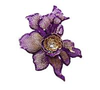 Parches Para Ropa 2Pcs Embroidered Sequin 3D Flower Rhinestone Patch Sewing Floral Fabric Lace(Purple)