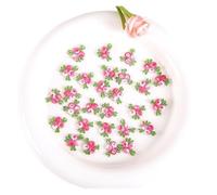 Parches Para Ropa 50 Uds. Parches de encaje florales bordados rojo verde azul suministros costura reparación 2CM ancho(Rose Pink)