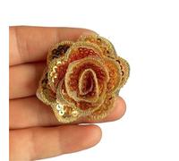 Parches Para Ropa 8 uds/4CM 3d flores de lentejuelas Apliques encaje parches for coser, pequeños suministros costura bordados tela rosa for vestidos, ropa, zapatos(Gold)