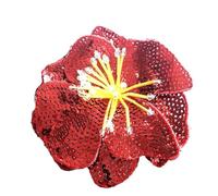 Parches Para Ropa Apliques brillantes bordados con flores de lentejuelas grandes hechos a mano, accesorios parche for coser ropa moda, 2 uds para Ropa(Red Color)