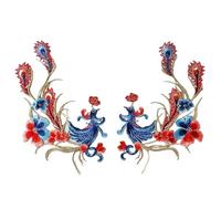 Parches para Ropa Parches grandes de Fénix for ropa, apliques for coser, parches bordados, calcomanías, insignia tela pavo real, accesorios, 2 uds para Mochilas(Style 2)