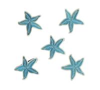 Parches Para Ropa Parches Termoadhesivos Bordados De Animales Del Mundo Submarino, Estrellas De Mar, Tiburones Y Caballitos De Mar, 5 O 13 Unidades, Suministros De Costura DIY.(5PCS-Starfish-Blue)