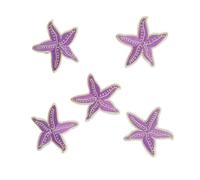 Parches Para Ropa Parches Termoadhesivos Bordados De Animales Del Mundo Submarino, Estrellas De Mar, Tiburones Y Caballitos De Mar, 5 O 13 Unidades, Suministros De Costura DIY.(5PCS-Starfish-Purple)