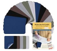Parches para Ropa Termoadhesivos, 24 Piezas Tela de Parches de Jean, 100% Algodón Plancha Interior & Exterior Kit de reparación para Chaquetas, Vaqueros 7.5 cm x 10.5 cm(Negro, Gris y Azul)