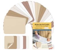 Parches para Ropa Termoadhesivos, 24 Piezas Tela de Parches de Jean, 100% Algodón Plancha Interior & Exterior Kit de reparación para Chaquetas, Vaqueros 7.5 cm x 10.5 cm(Blanco, Beige y Caqui)