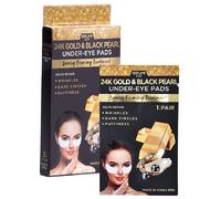 Parches reafirmantes de lujo AZURE para el contorno de ojos con oro de 24 quilates y perla negra - Mascarilla hidratante y restauradora para el c