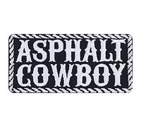 Parches ropa Biker Patch "ASPHALT COWBOY" Iron-on/Patch Cowboy Iron-on Cuadros Regalo para Motociclista Aplicación para Chaqueta/Chaleco/Jeans/Motocicleta Funda | 95x45mm"