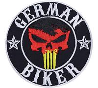 Parches ropa "German Biker" /Patch Iron-on Biker/Parche Iron-on Bandera Alemana | Jeans Regalo Motociclista Aplicación para Accesorios de Moto/Barcos/Funda de Moto | 90x90mm