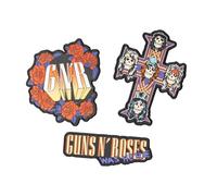 Parches ropa Guns N Roses - SET de 3 Pegatinas para la ropa - Accesorio mochila militar, mochila crossfit, disfraz rockero - Guns N Roses Merchandising oficial