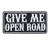 Parches ropa motero "GIVE ME OPEN ROAD" Parche Iron-on Racing/Iron-on Pictures | Regalo para motociclistas Aplicación para chaqueta/chaleco/jeans/funda de moto | 90x45mm
