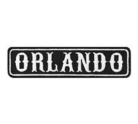 Parches ropa ORLANDO Emblema de la ciudad para motociclistas, planchar. Club de motociclistas MC de Orlando, Insignia adhesiva para club de motocicletas. Tamaño: 100x25 mm