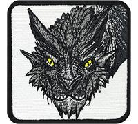 Parches ropa: "Smaug el Dorado" Parche de cabeza de dragón inspirado en El Señor de los Anillos y El Hobbit, para planchar. Aplicación para todo tipo de telas. Tamaño: 75x75 mm