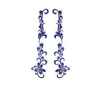 Parches ropa termoadhesivos 1 par de parches bordados flores nube larga lentejuelas azules y doradas, apliques encaje africano, pegatina hierro for decoración ropa vestido Diy(Deep blue)