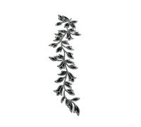 Parches Ropa Termoadhesivos 2 uds 24 * 6,5 CM/parche de aplique de tela de hoja larga, pegatinas de hierro con bordado Floral for vestido, Cheongsam, parches de cortina(Black With Silver)