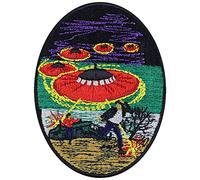 Parches ropa Termoadhesivos Alien Attack Iron-on UFO Patch Iron-on Pictures | Alien Conspiracy Application for Jacket/Vest/Jeans | 80x60mm