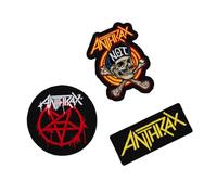 Parches ropa Termoadhesivos Antheax - SET de 3 Pegatinas para la ropa - Accesorio mochila militar, mochila crossfit, disfraz rockero - Anthrax persistence of time Merchandising oficial