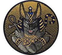 Parches ropa termoadhesivos "ANUBIS" | Egipto Sticker - Aplicación del Ankh, cruz Ankh, bestickte etiqueta para coser/planchar | Dios de la Muerte, Bügelbilder egipcios - 80x80mm