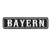 Parches ropa termoadhesivos BAYERN: Emblema del club de motociclistas de Bayern, para planchar. Insignia del club de motocicletas parche con nombre. Tamaño: 100x25 mm