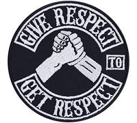 Parches ropa termoadhesivos: bordado para motociclistas "Give Respect to get respect" Patch Aplicación para coser en jeans/cuero/accesorios de motocicleta, 90x90mm