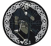 Parches ropa termoadhesivos bordados de Floki, constructor de barcos vikingo | Emblema de Floki con runas nórdicas y barco vikingo | Artículo premium para fanáticos de Vikings 90x90mm