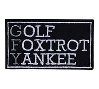 Parches ropa termoadhesivos con código militar "Golf Foxtrot Yankee" Parche de moral con diseño de pegatina para regalo militar, aplicación para planchar - 70x40mm