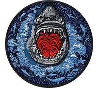Parches ropa termoadhesivos con Sticker del tiburón blanco "Save the Ocean" | Parche de tiburones, Bügelbild de Megalodón para coser o planchar | para todo tipo de telas | 70x70mm