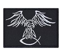 Parches ropa termoadhesivos de águila capturando pez | Emblema Ichthys, parche anti cristianismo para planchar | Imagen bordada inspirado en los vikingos y Odin | Tamaño 70x50mm