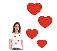 Parches Ropa Termoadhesivos de Corazón Rojos Parche Ropa en Forma de Corazóns Adultos y Niños Patch Sticker con Corazón para San Valentín DIY Jeans Sombreros Bolsas Mochilas (B-4PCS)