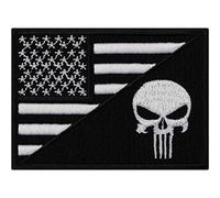 Parches ropa termoadhesivos de la bandera de Estados Unidos con calavera, parche de Biker Rocker. aplicación de bricolaje para chaquetas de cuero, chalecos y jeans Tamaño: 90x65 mm